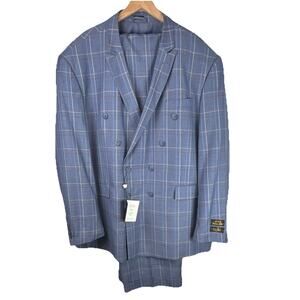 EJ Samuel Plaid Church Suit Double-Breasted Men's 56R/51W 2 Piece Notch Lapel